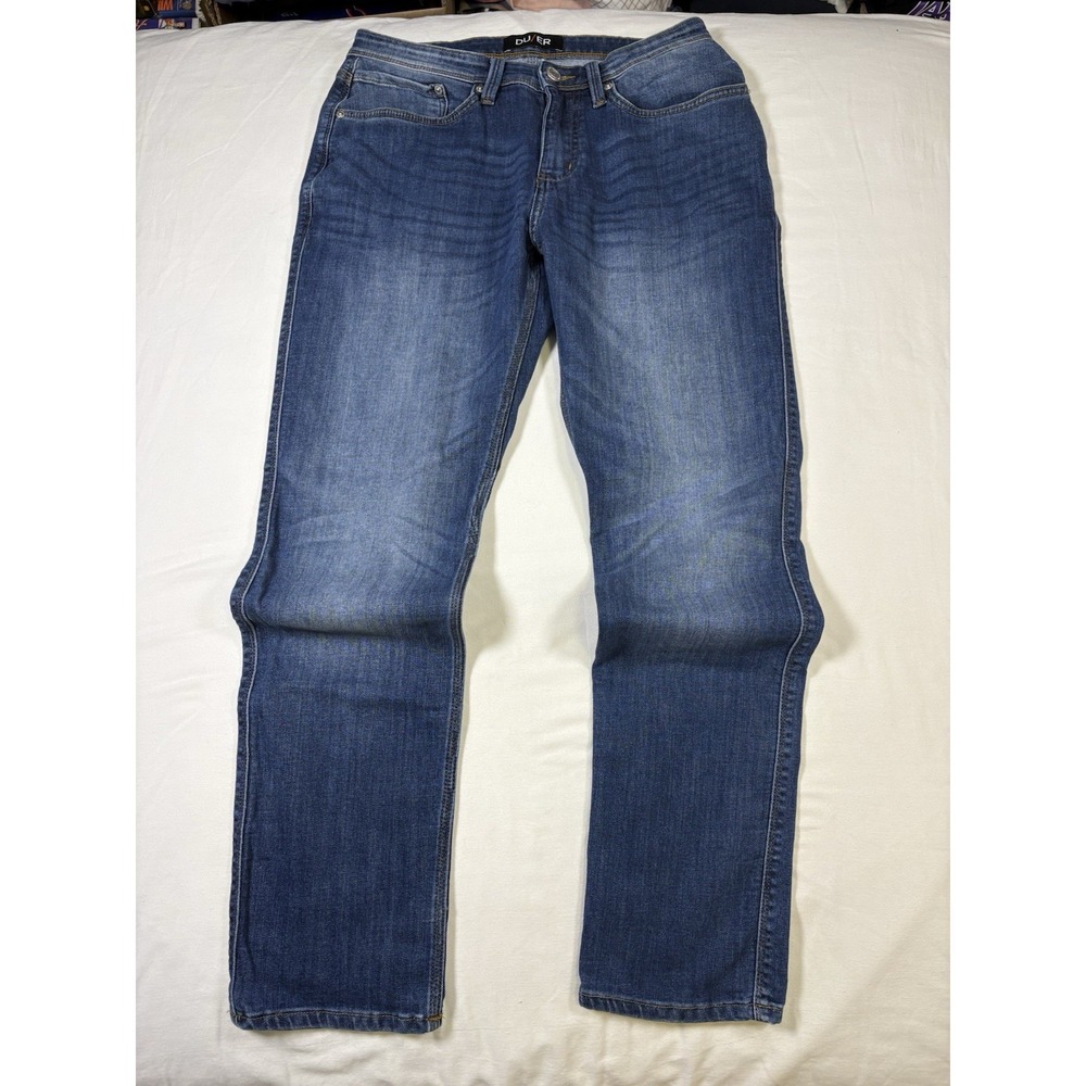 DU/ER L2X Performance Denim Pants Mens 32x32 Stretch Indigo Blue Coolmax Jeans